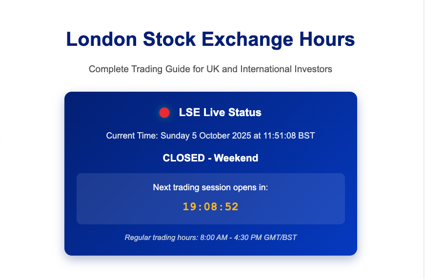 London Stock Exchange Hours Tool